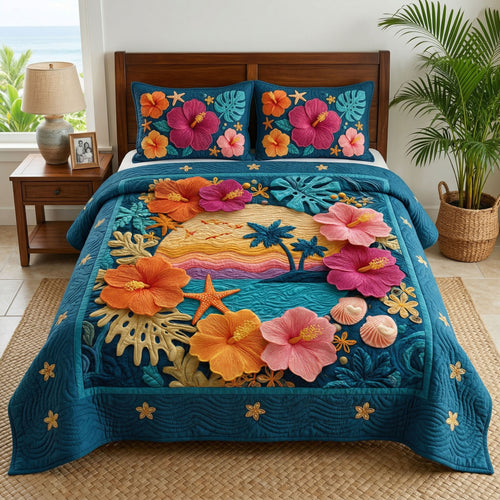 Island Sunset 3-Piece Quilted Bedding Set NCU0NT12726