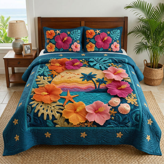Island Sunset 3-Piece Quilted Bedding Set NCU0NT12726