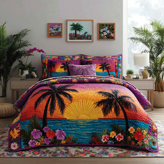 Island Sunset 3-Piece Quilted Bedding Set NCU0TD2600