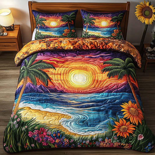 Island Sunset 3-Piece Quilted Bedding Set NCU0VL1824