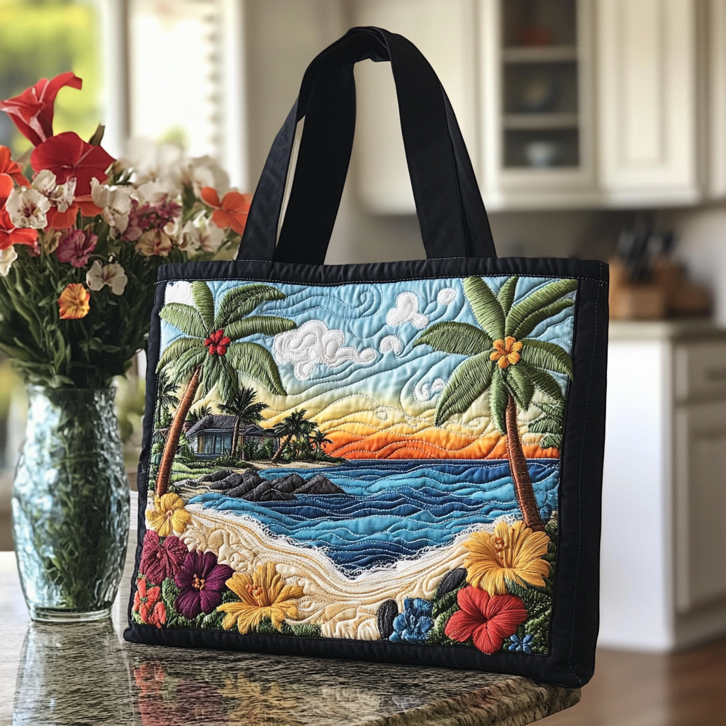 Island Sunset Quilted Tote Bag NCU0VL2657