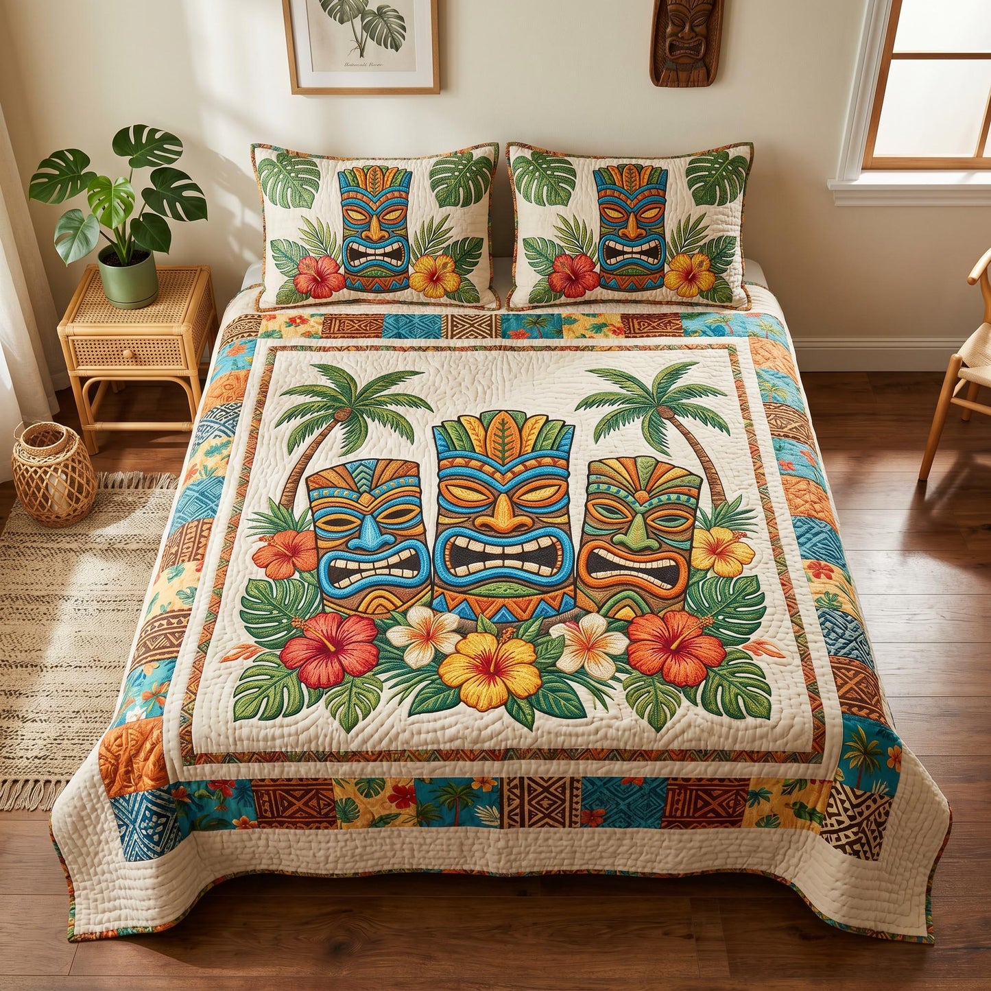 Island Totem 3-Piece Quilted Bedding Set NCU0TD2700