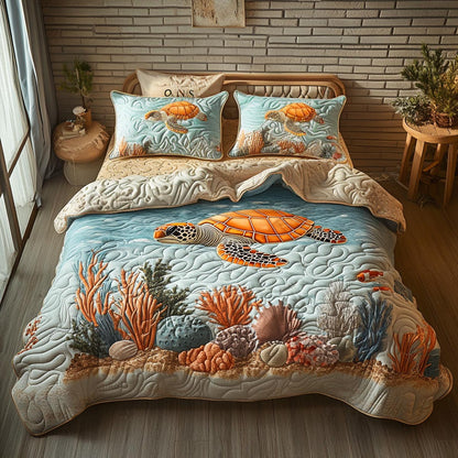 Island Turtle 3-Piece Quilted Bedding Set NCU0DV9452