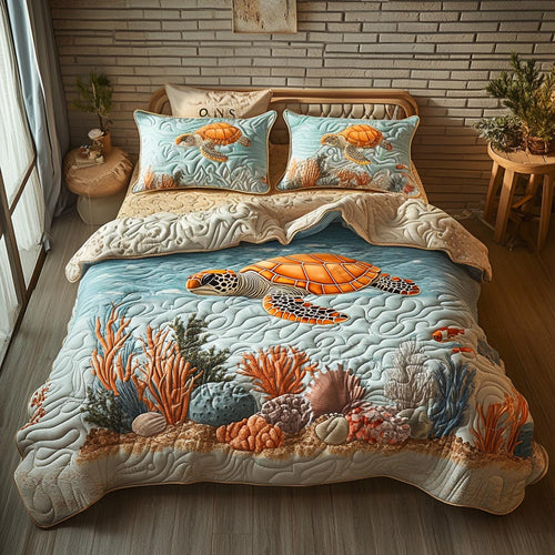 Island Turtle 3-Piece Quilted Bedding Set NCU0DV9452