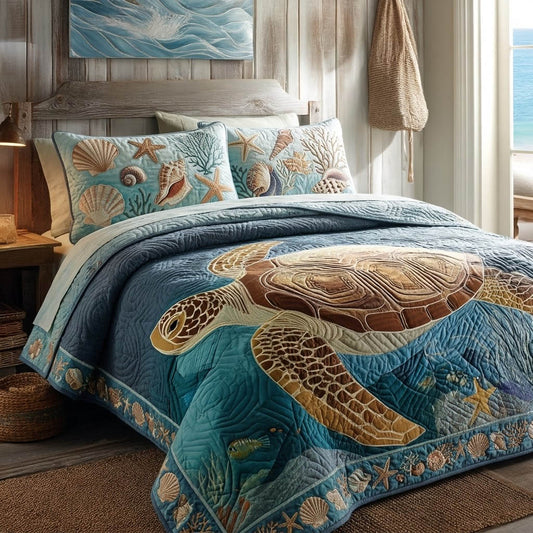 Island Turtle 3-Piece Quilted Bedding Set NCU0TD2855