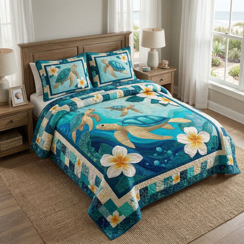 Island Turtle Escape 3-Piece Quilted Bedding Set NCU0NT12525
