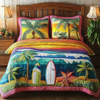 Island Waves 3-Piece Quilted Bedding Set NCU0VL2563