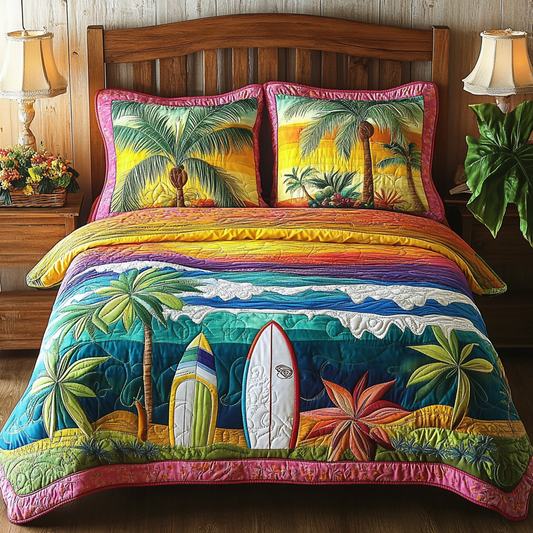 Island Waves 3-Piece Quilted Bedding Set NCU0VL2563