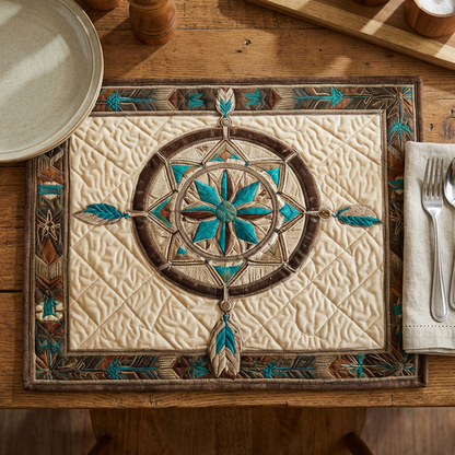 Ivory Compass Quilted Place Mat NCU0TV1191