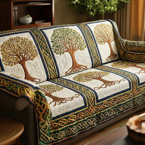 Ivory Nature Roots Quilted Sofa Cover NCU0NT12061