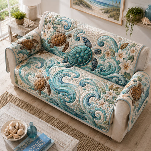 Ivory Flora Gliders Quilted Sofa Cover NCU0VL3944