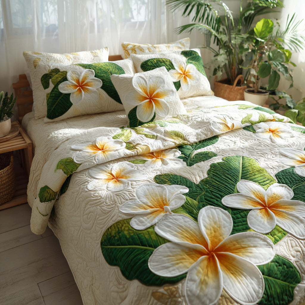 Ivory Island 3-Piece Quilted Bedding Set NCU0VL3564