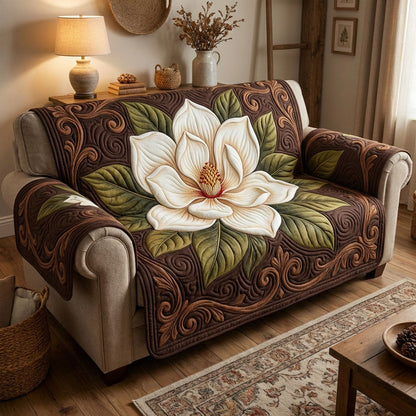 Ivory Magnolia Dream Quilted Sofa Cover NCU0TV1564