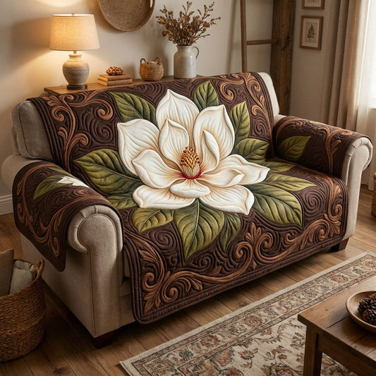 Ivory Magnolia Dream Quilted Sofa Cover NCU0TV1564