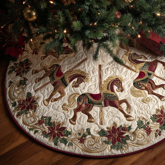 Ivory Merry Go Round Quilted Christmas Tree Skirt NCU0HH1165