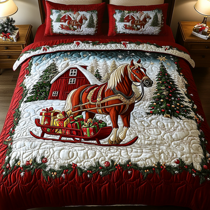Ivory Stallion 3-Piece Quilted Bedding Set NCU0VH893