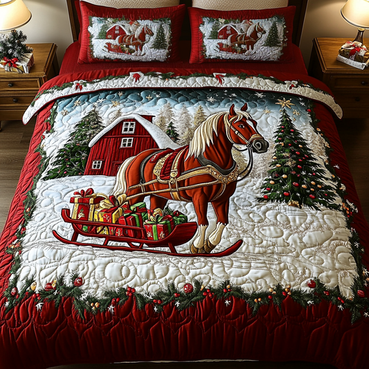 Ivory Stallion 3-Piece Quilted Bedding Set NCU0VH893