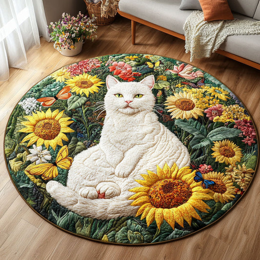 Ivory Whiskers Quilted Round Mat NCU0PT7285