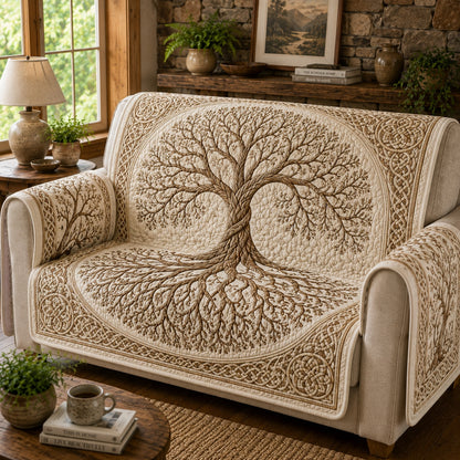 Ivory Winter Solstice Quilted Sofa Cover NCU0VL3847
