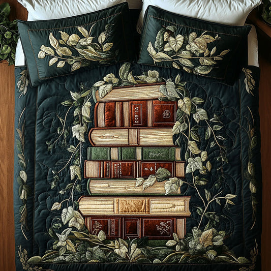 Ivy Book Stack 3-Piece Quilted Bedding Set NCU0NT4091