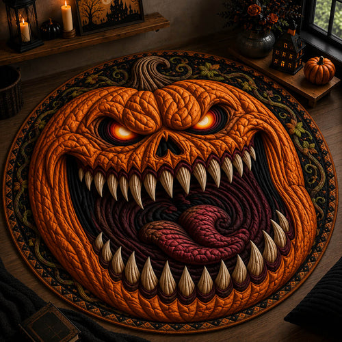 Jack Lantern Grin Quilted Round Mat NCU0HH2058