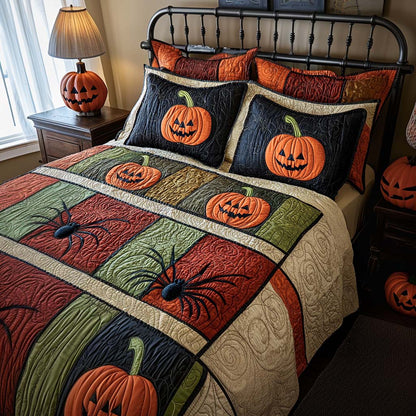 Jack Lanterns 3-Piece Quilted Bedding Set NCU0NT9594