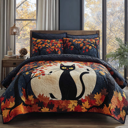 Jackolantern Kitty Snuggle 3-Piece Quilted Bedding Set NCU0VL3659