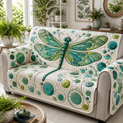 Jade Ripple Wings Quilted Sofa Cover NCU0VL3825