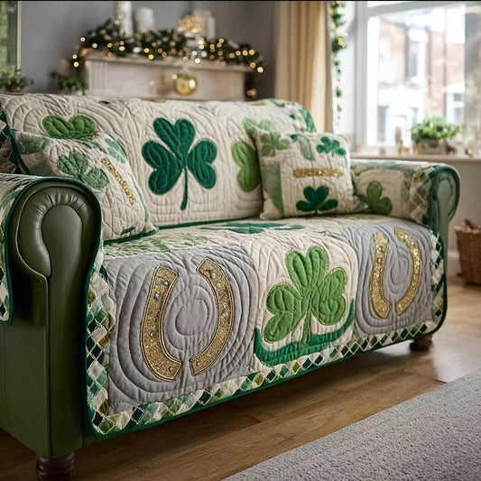 Jade Shamrock Dream Quilted Sofa Cover NCU0HH1647