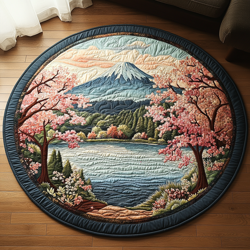 Japan Calling Quilted Round Mat NCU0DV5566