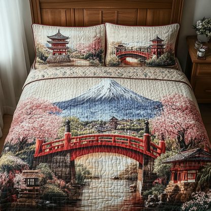 Japan Heritage Bridge 3-Piece Quilted Bedding Set NCU0DV5446