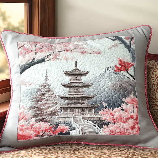 Japanese Blossom Pagoda Quilted Bedding Pillow Case NCU0DV6035