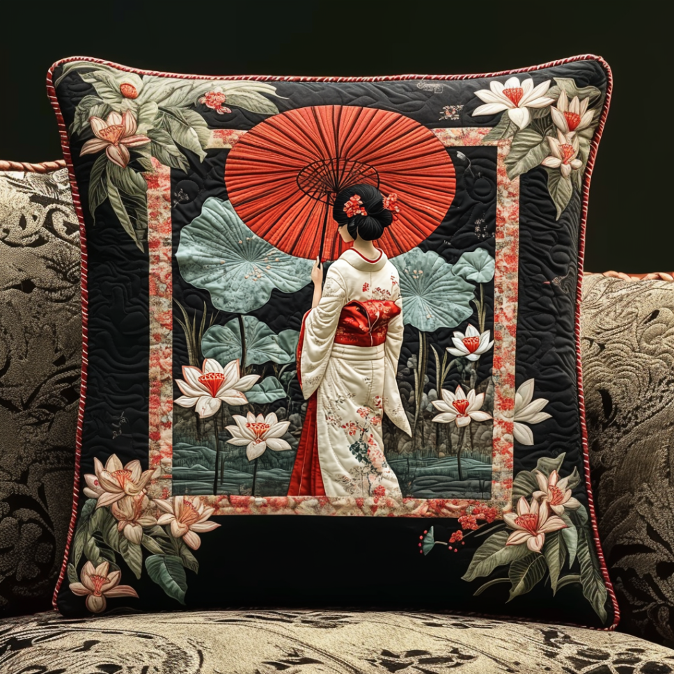 Japanese Geisha Elegance Quilted Pillow Case NCU0DV7193