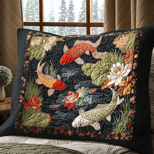 Japanese Koi Elegance Quilted Bedding Pillow Case NCU0DV6572
