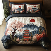 Japanese Pagoda Delight 3-Piece Quilted Bedding Set NCU0DV5451
