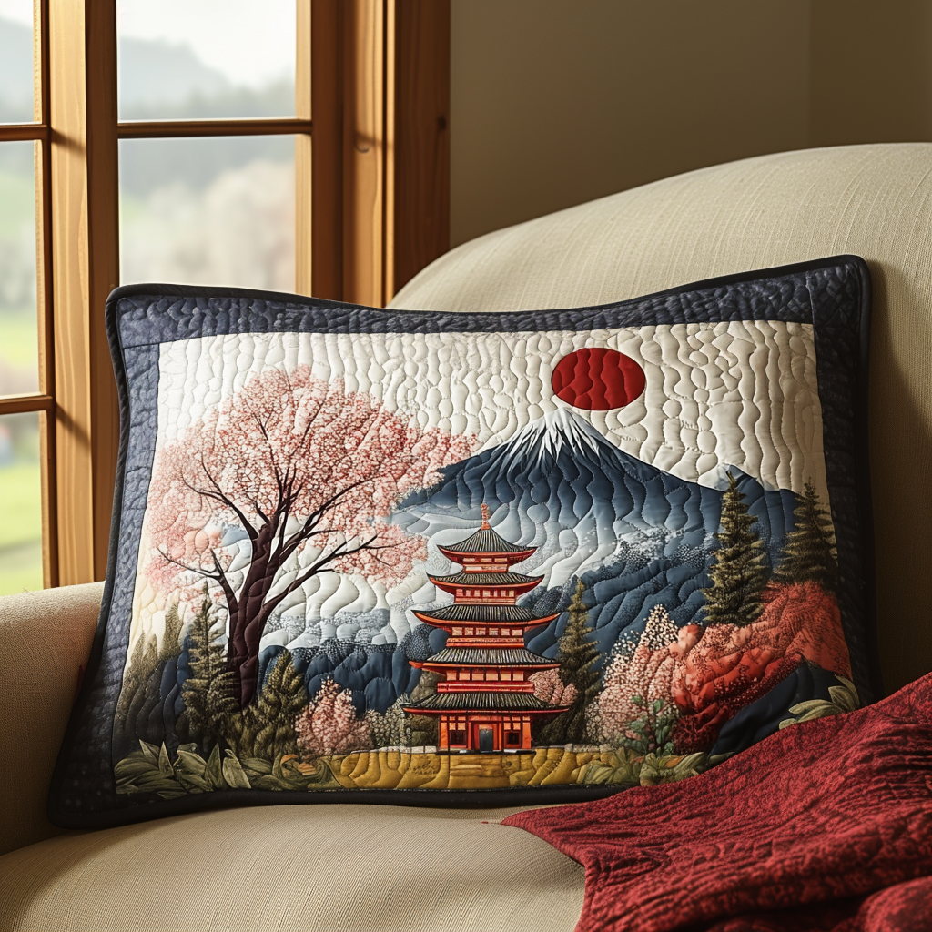Japanese Pagoda Delight Quilted Bedding Pillow Case NCU0DV5746