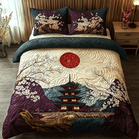 Japanese Pagoda Vintage Charm 3-Piece Quilted Bedding Set NCU0DV5900