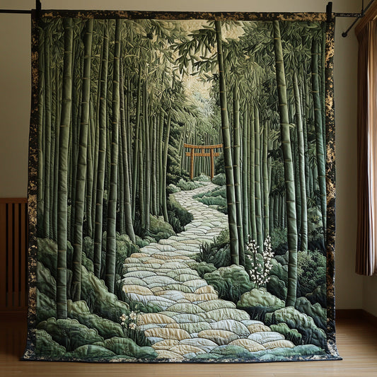 Japanese Bamboo Forest Quilted Blanket NCU0DV6420