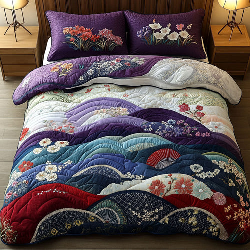 Japanese Blossoms 3-Piece Quilted Bedding Set NCU0PT6534