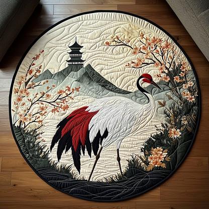 Japanese Crane Pagoda Quilted Round Mat NCU0DV6152