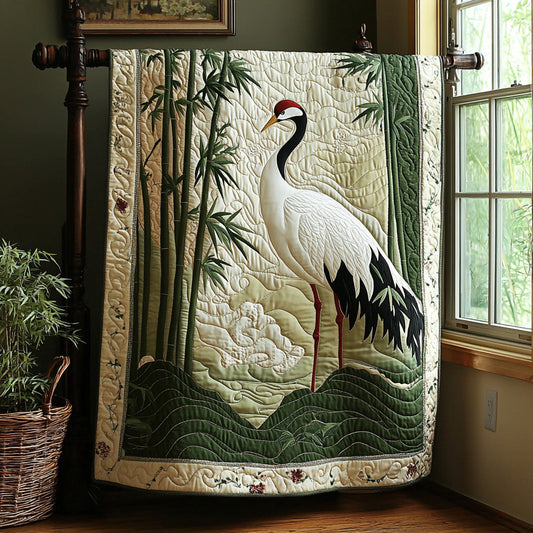 Japanese Crane Quilted Blanket NCU0DV6425