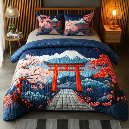 Japanese Gateway 3-Piece Quilted Bedding Set NCU0NT6564
