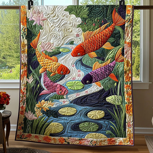 Japanese Koi Charm Quilted Blanket NCU0DV6423