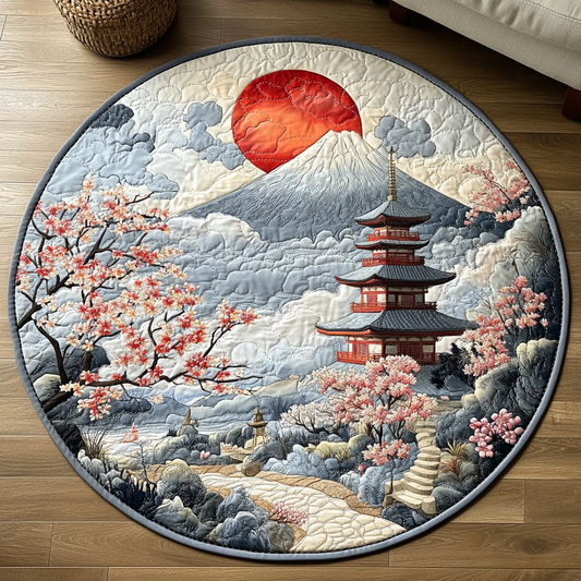 Japanese Pagoda Beauty Quilted Round Mat NCU0DV5570