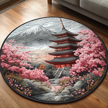 Japanese Pagoda Charm Quilted Round Mat NCU0DV5567