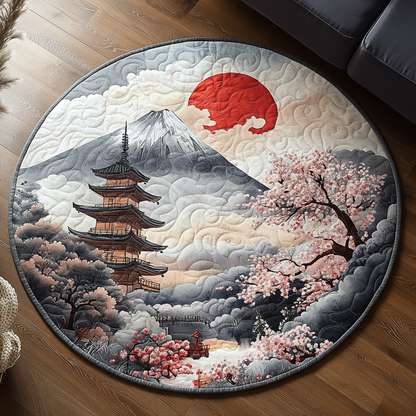 Japanese Pagoda Delight Quilted Round Mat NCU0DV5575
