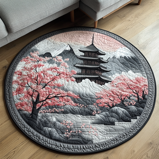 Japanese Pagoda Mist Quilted Round Mat NCU0DV5572