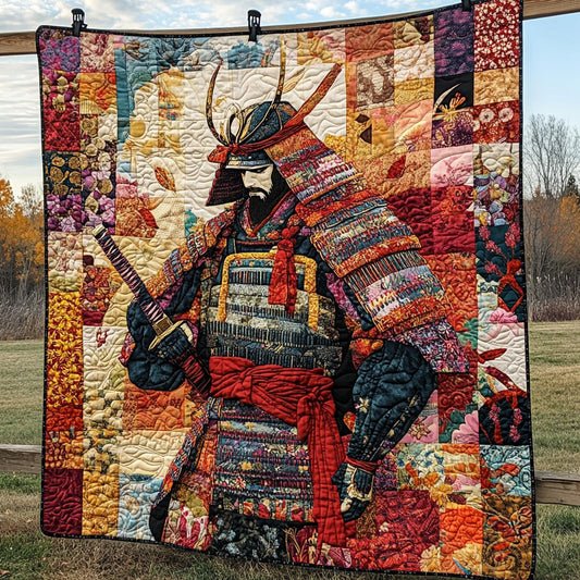 Japanese Samurai Floral Charm Quilted Blanket NCU0DV6609