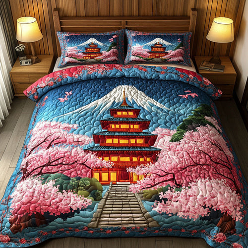 Japanese Serenity 3-Piece Quilted Bedding Set NCU0NT6555