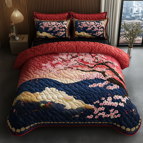 Japanese Style 3-Piece Quilted Bedding Set NCU0DV5480